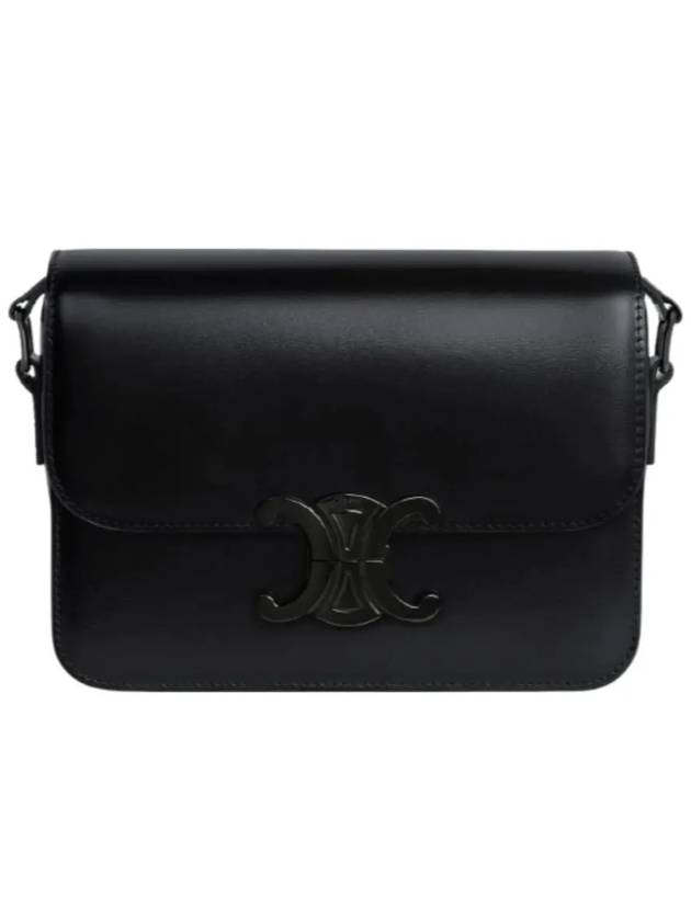 CELINE Teen Triomphe Shiny Calfskin Shoulder Bag Black