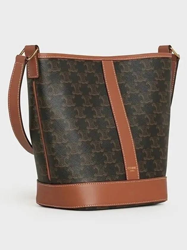 CELINE Triomphe Small Canvas Bucket Bag Tan