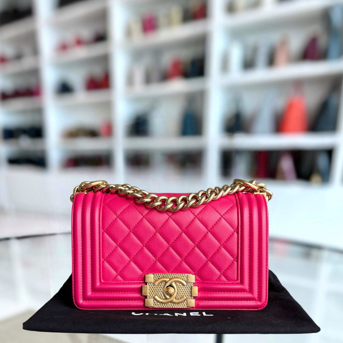 Chanel Boy Small - 20CM Quilted Lambskin Hot Pink Limited Edition Gold Hardware Series 23