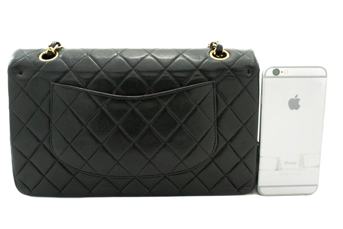 CHANEL Classic Double Flap Medium Chain Shoulder Bag Black Lamb k61