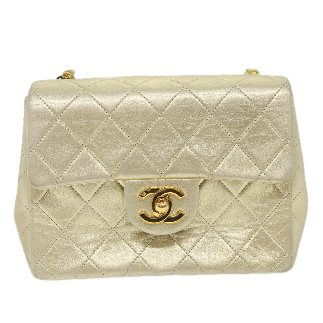 Top Quality Chanel Matelasse Chain Shoulder Bag Lamb Skin Gold CC Auth 58346A