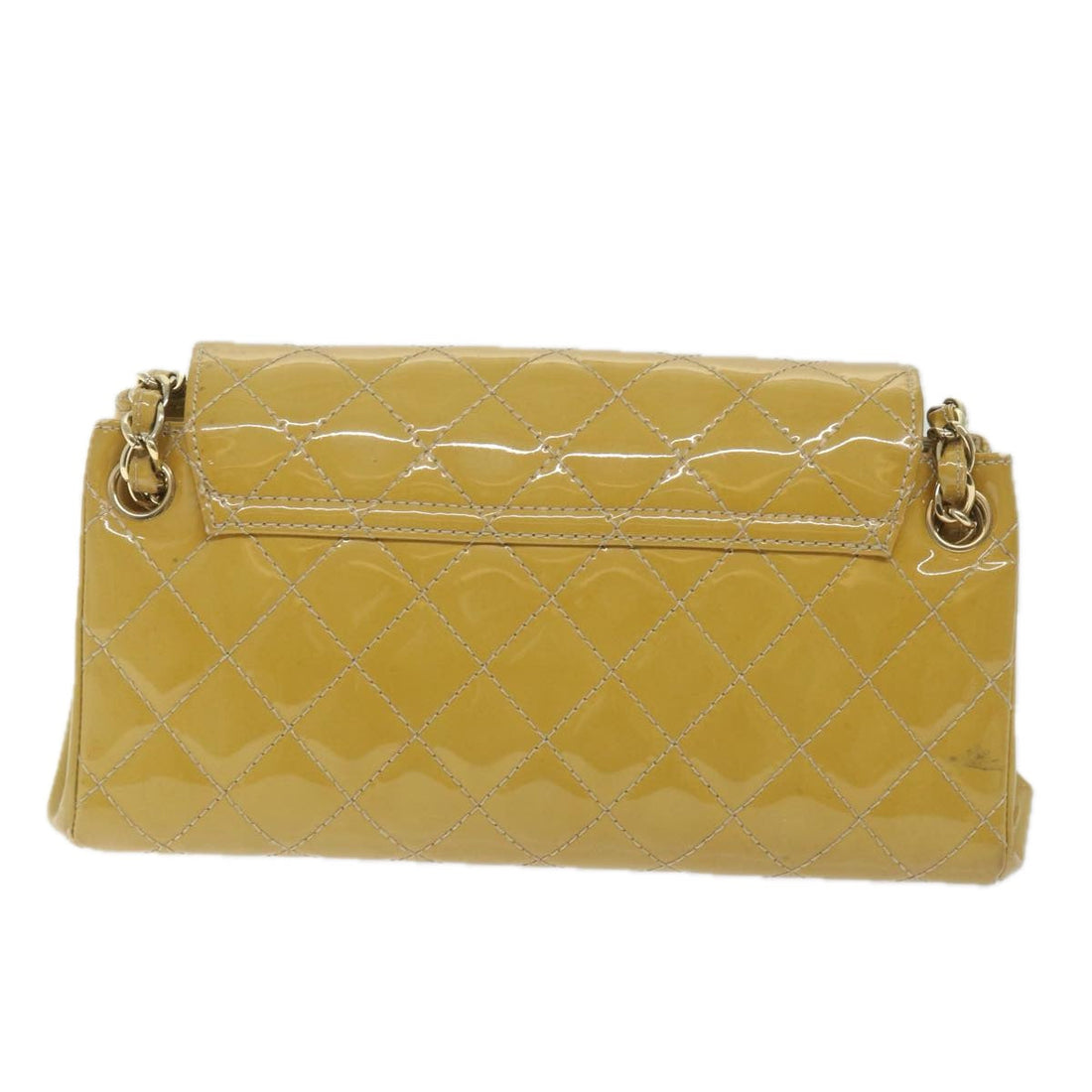 Top Quality Chanel Matelasse Chain Shoulder Bag Patent leather Yellow CC Auth 58350A