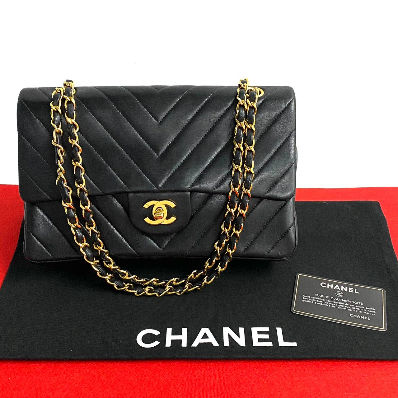 Chanel V Stitch Lambskin Shoulder Bag