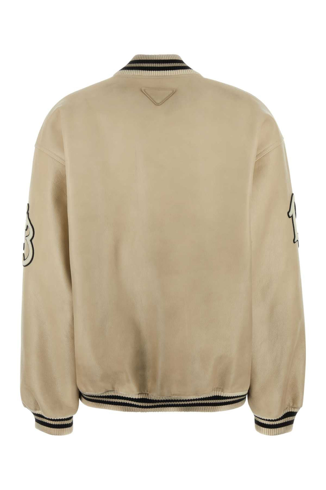PRADA Ivory Leather Bomber Jacket for Women - Fall/Winter 2024