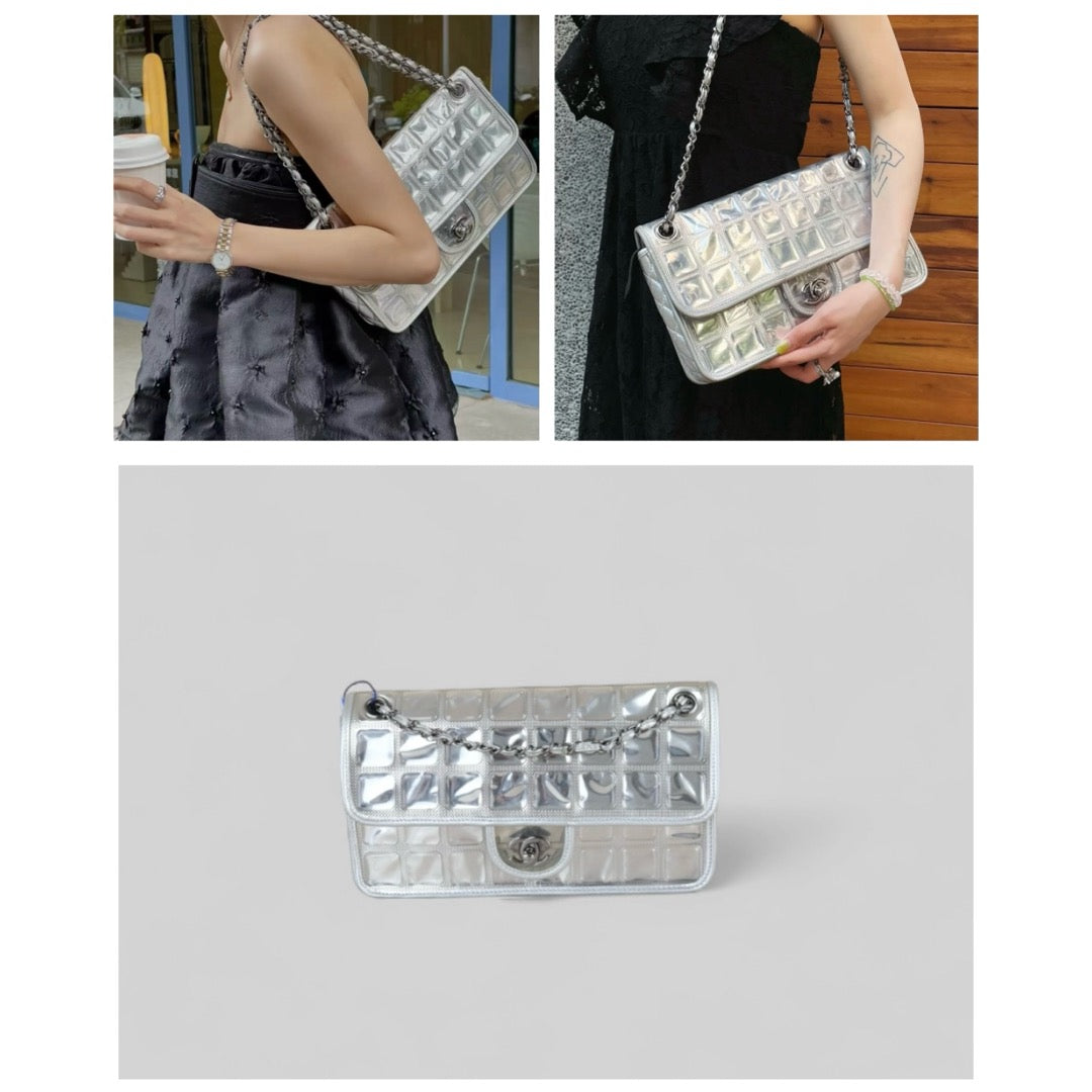 Good ( Rank AB)?CHANEL Choclate Bar Ice Cubes Chain CF 30 Shoulder Bag Made In 2006?2008Year?W25052001