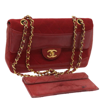 Top Quality Chanel Matelasse Chain Shoulder Bag Canvas Red CC Auth 59869A