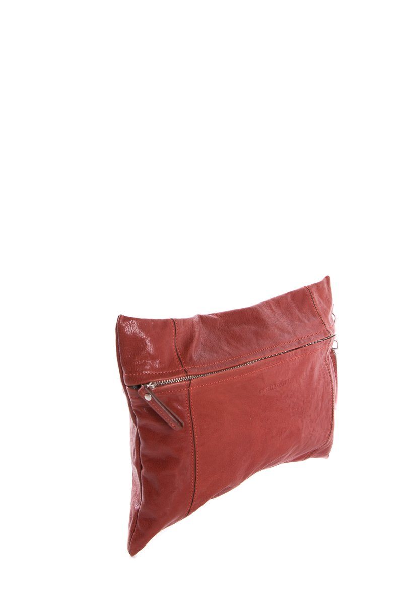 Brunello Cucinelli Brick Red Patent Leather Clutch