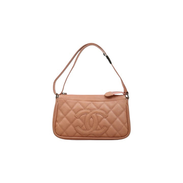 Very Good ( Rank A)? CHANEL Caviar Skin Calf Leather Shoulder Bag Pink Made In 2008?2009Year?Y25061701