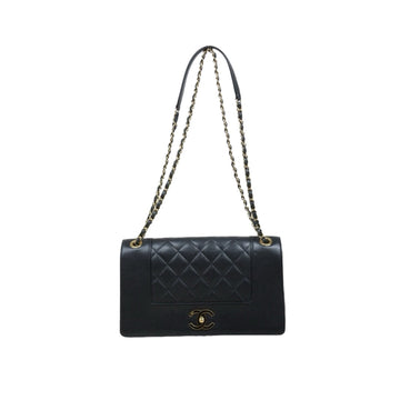 Good ( Rank AB)? CHANEL Matrasse Calf Leather Double  Flap Bag Black Made in 2016-2016Year?Y25061703