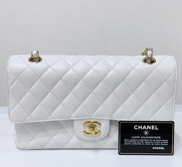 Chanel White Caviar Medium Classic 2.55 Double Flap Bag