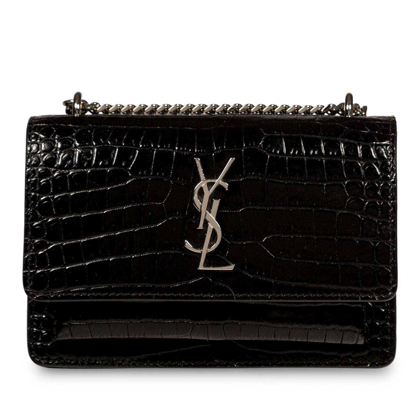 Yves Saint Laurent Mini Sunset Bag - Croc Embossed