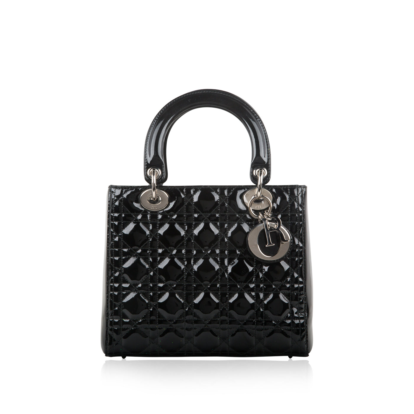 Christian Dior Lady Dior Black Patent Leather Medium