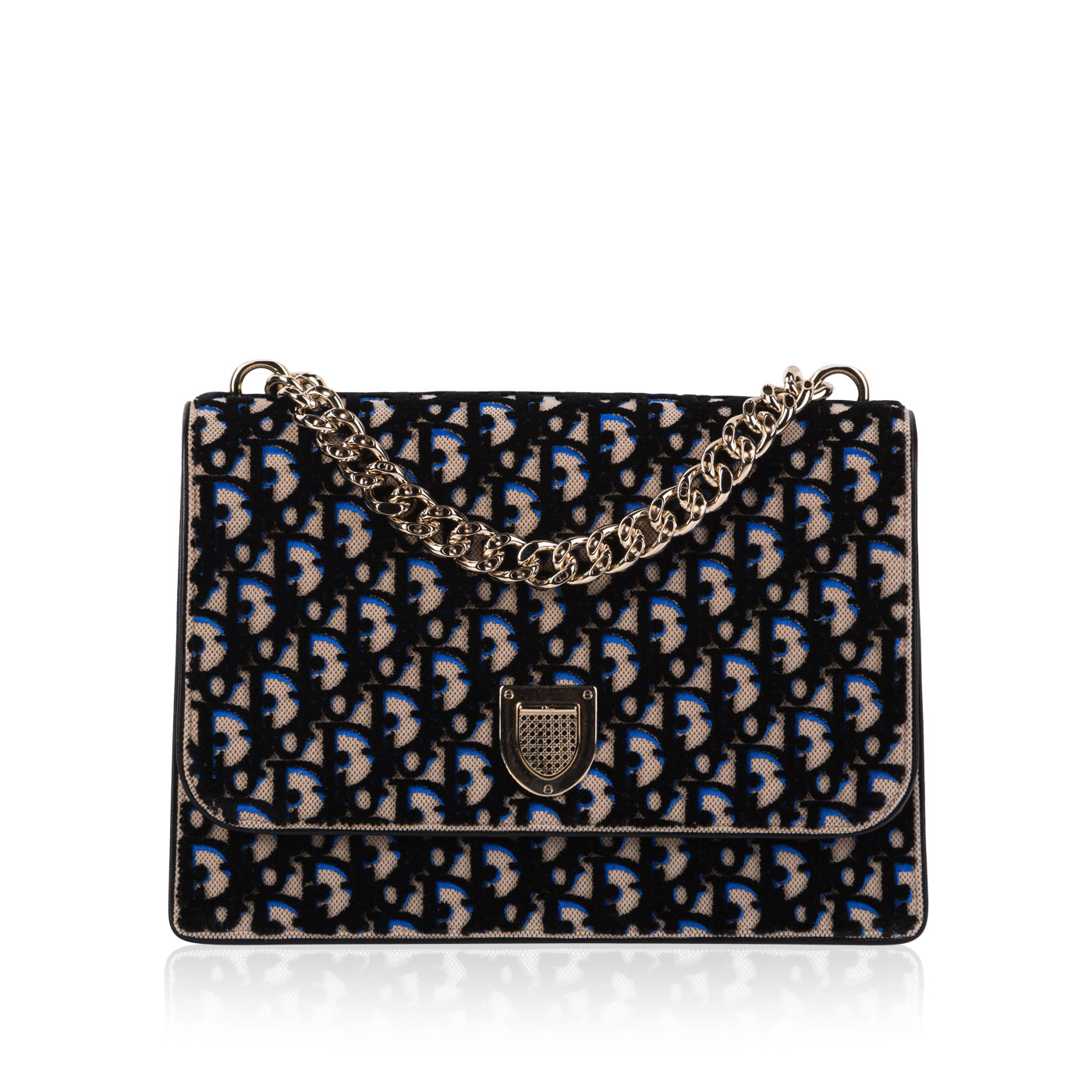 Christian Diorama Velvet Satchel Bag