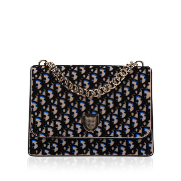 Christian Diorama Velvet Satchel Bag