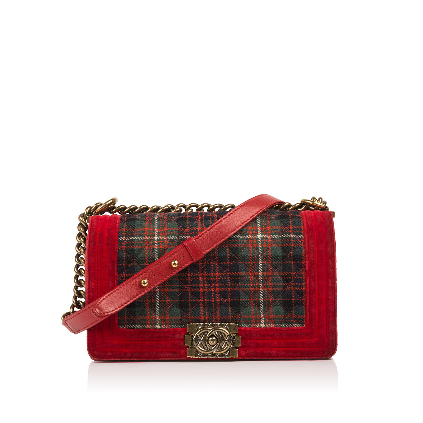 Chanel Tartan/Velvet Medium Boy Bag