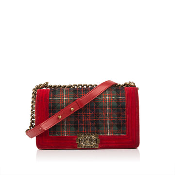 Chanel Tartan/Velvet Medium Boy Bag