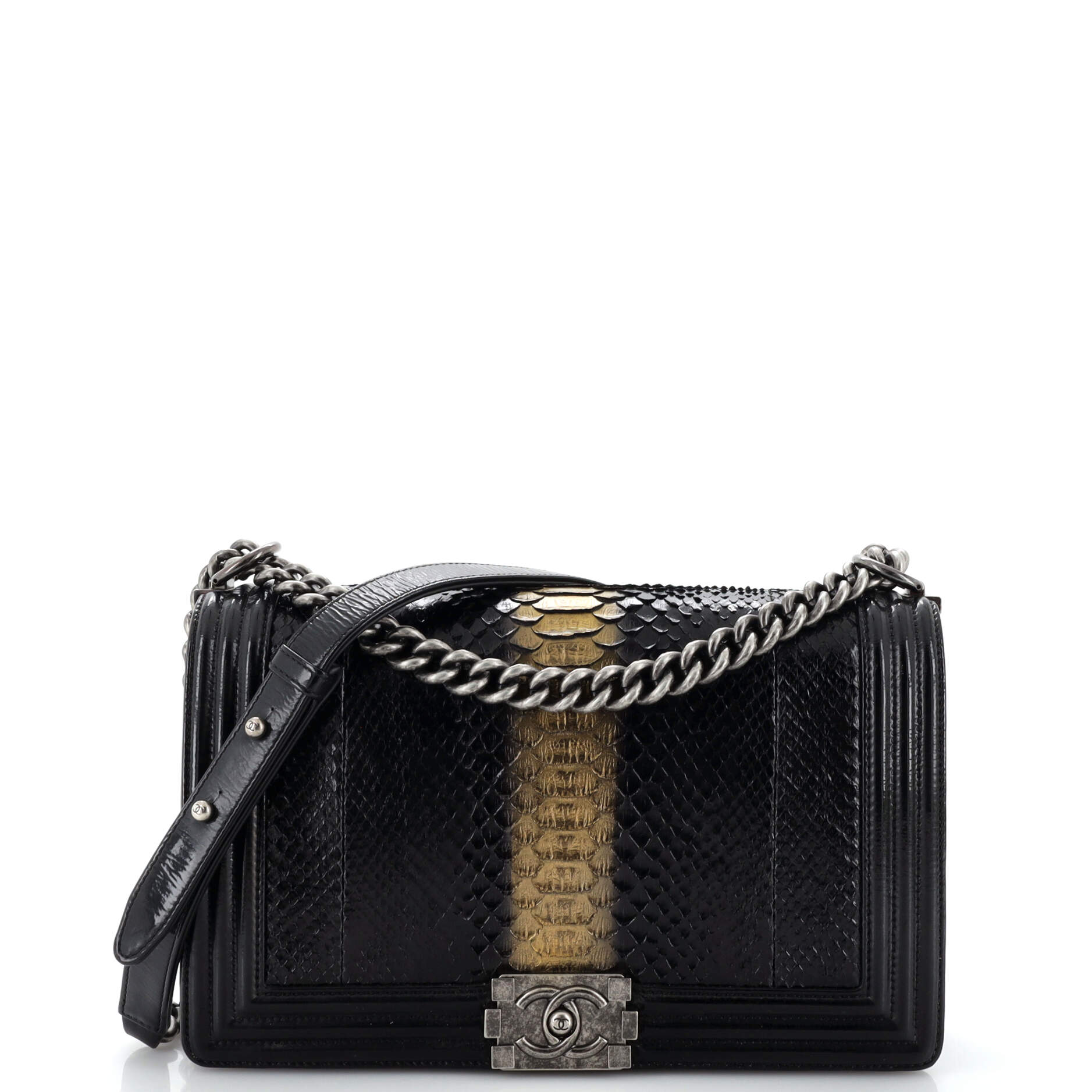 CHANEL Boy Flap Bag Python Old Medium