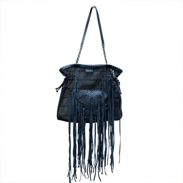Top Quality Chanel Limited Edition Resort 2011 Black Fringe Mesh Tote Bag