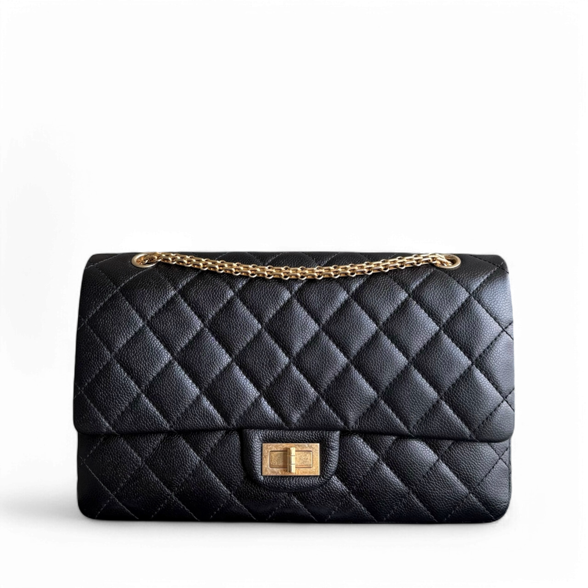Chanel 2.55 Reissue 227 - Caviar Quilted Black Aged Gold Hardware Series 18