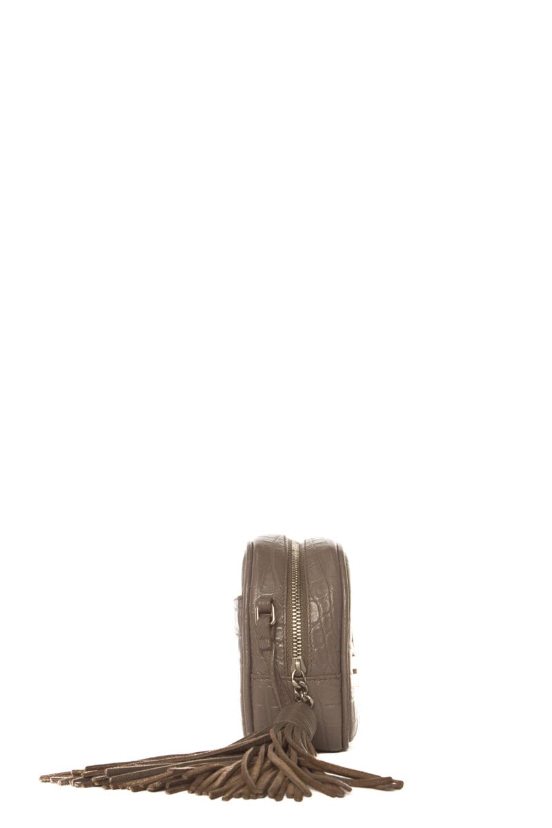 YSL Grey Embossed Croc Blogger  Cross-Body