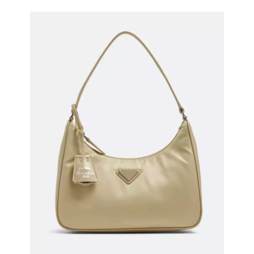 Prada Re-Edition 2000 Desert Beige Re-Nylon Mini Handbag - Preloved
