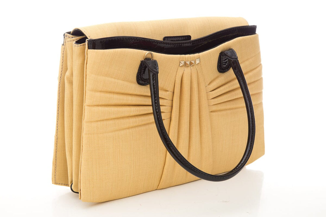 Valentino Raffia Black Patent Leather Shoulder Bag