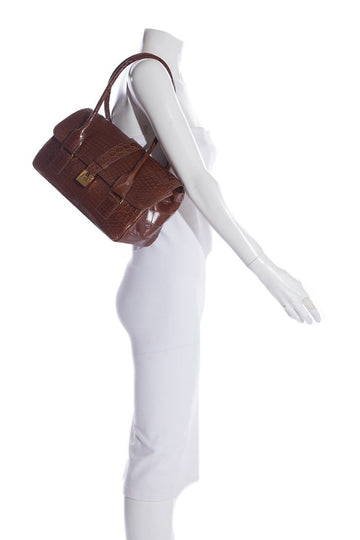 Lambertson Truex Brown Alligator Shoulder Bag