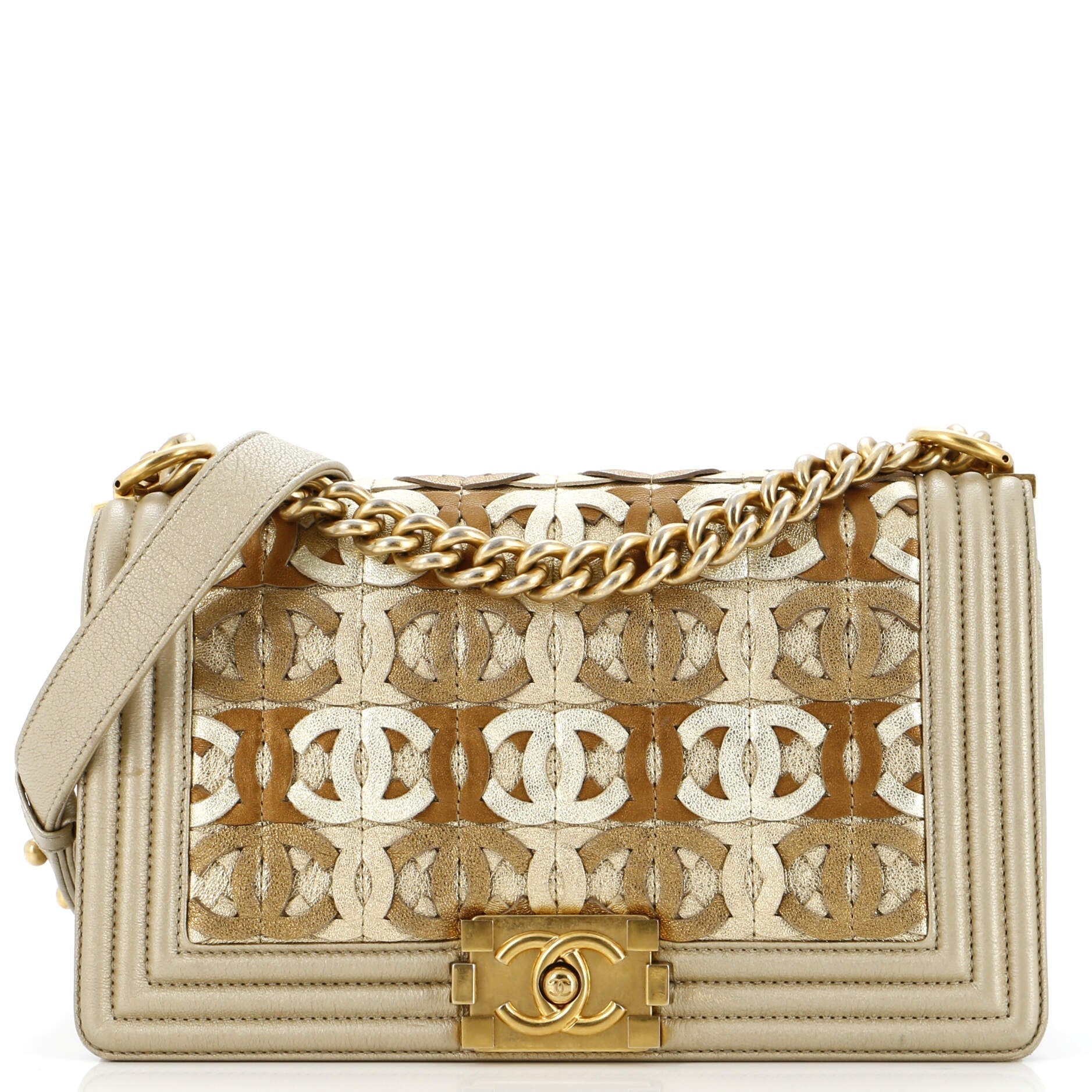 CHANEL Boy Flap Bag Woven Leather Old Medium