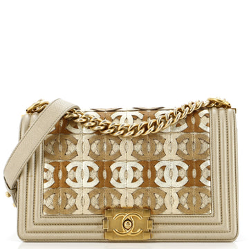 CHANEL Boy Flap Bag Woven Leather Old Medium