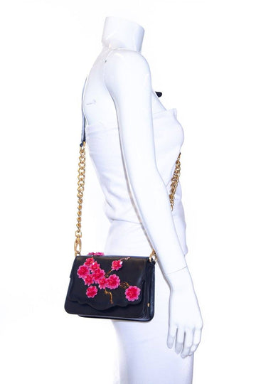 Thale Blanc Black Leather Embellished Audreyette Mini Shoulder Bag