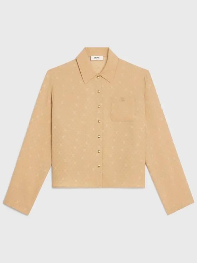 CELINE Triomphe Silk Blouse Beige