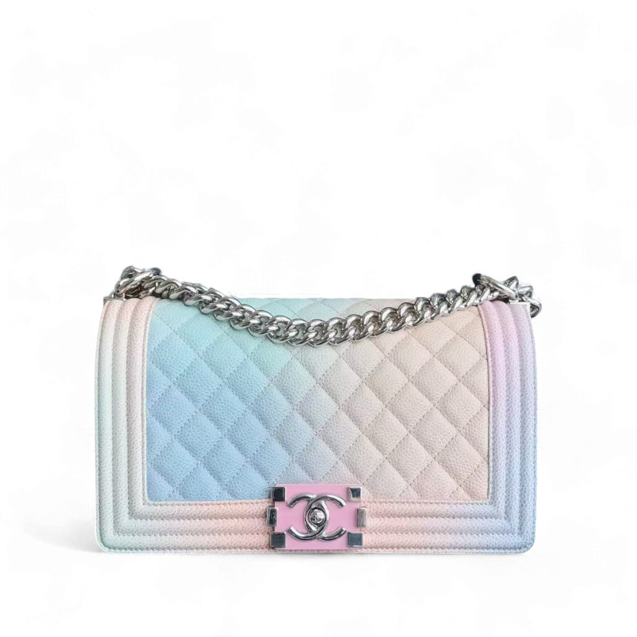 *Rare, Un* Chanel Boy Medium - 25CM Raibow Caviar Quilted Mixed Hardware Series 25