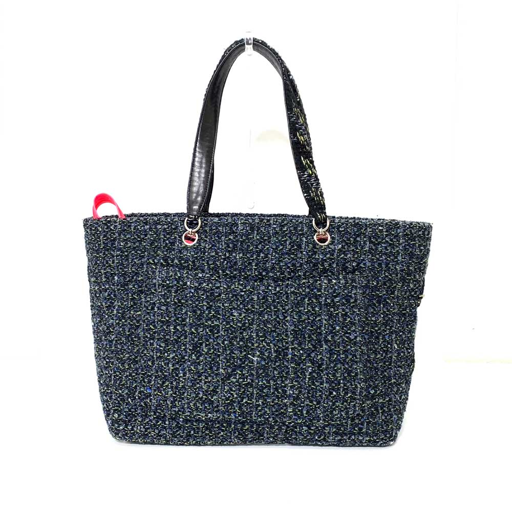 Chanel Cambon Tweed Large Tote Bag Navy