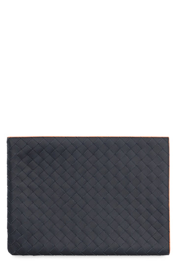 BOTTEGA VENETA Leather Clutch with Intrecciato Motif - 33 cm
