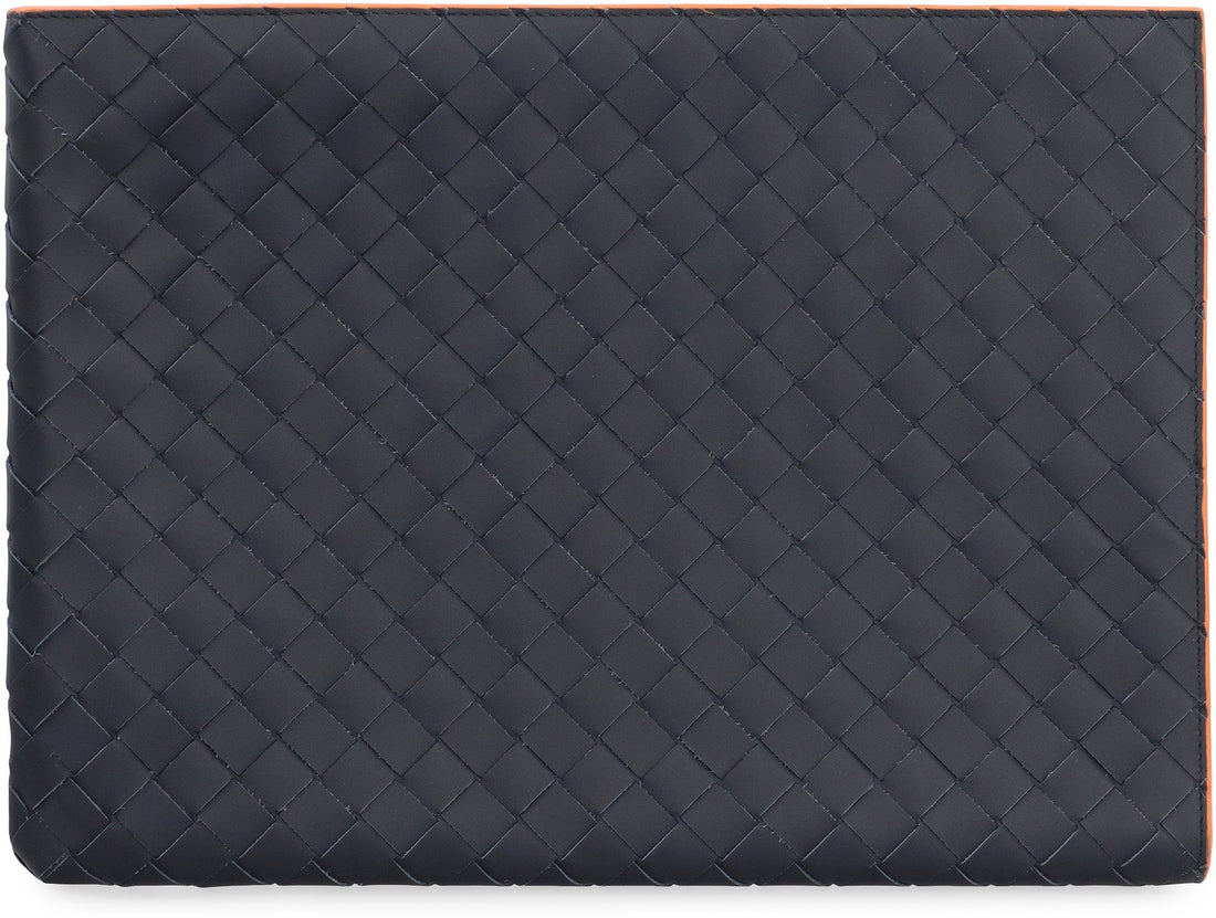 BOTTEGA VENETA Leather Clutch with Intrecciato Motif - 33 cm