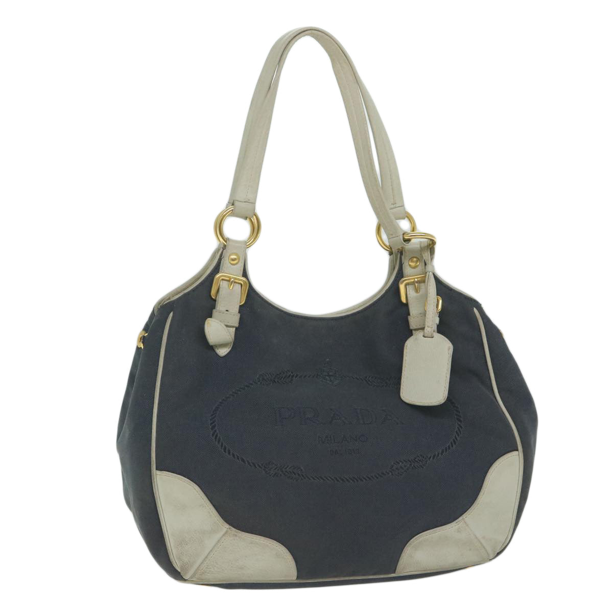 PRADA Tote Bag Canvas Navy  61635
