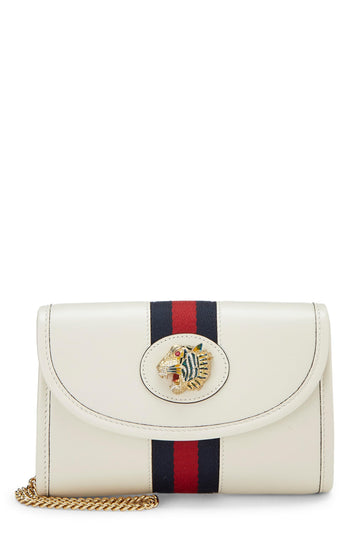 Gucci, White Leather Web Rajah Shoulder Bag Mini, White