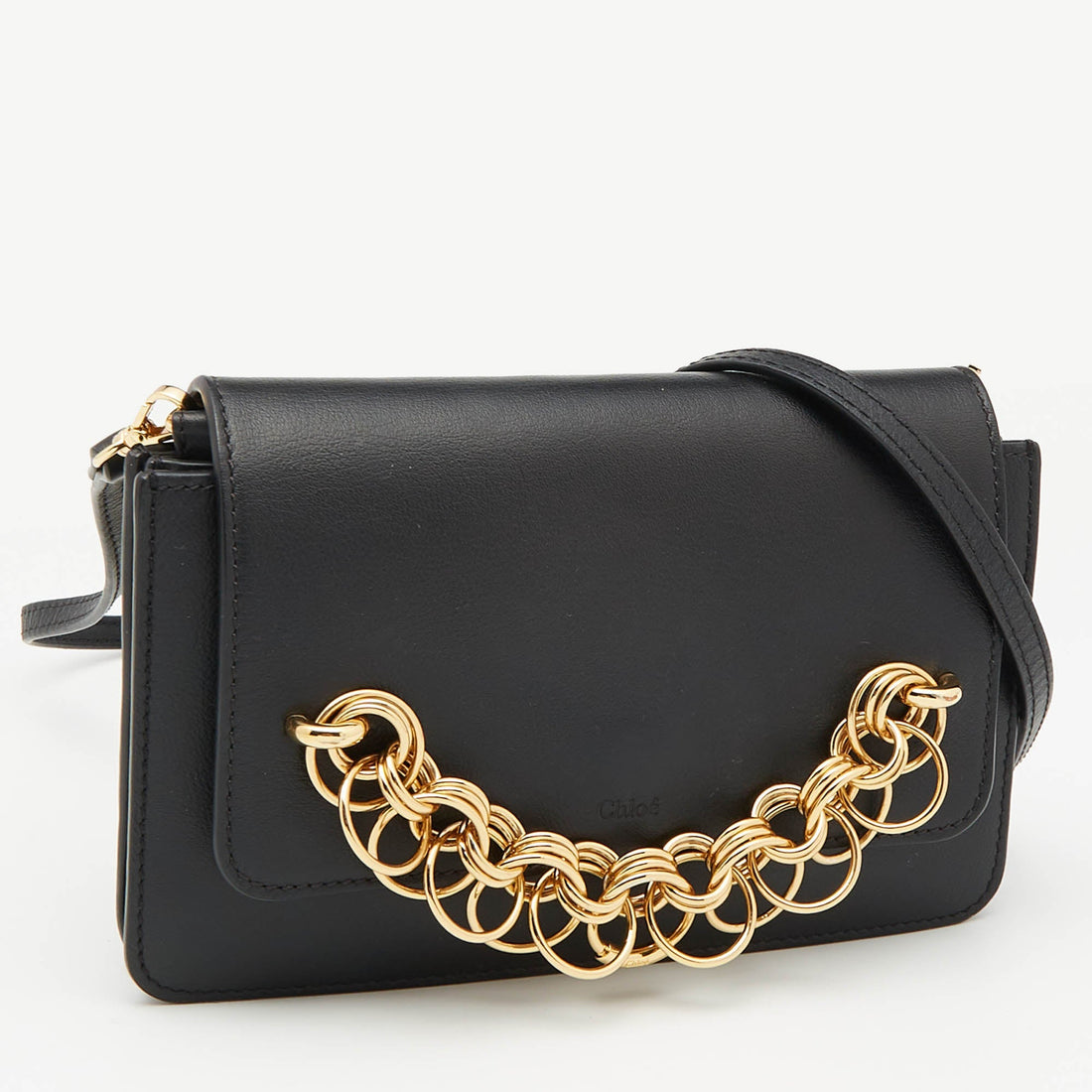 Chloe Black Leather Drew Bijou Clutch Bag