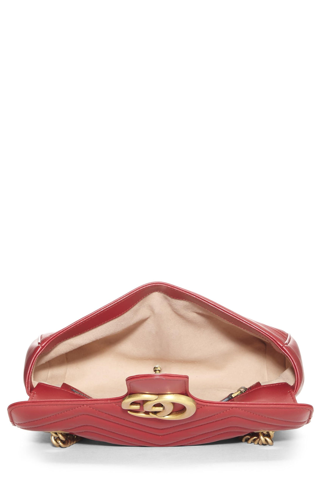 Gucci, Red Leather GG Marmont Shoulder Bag Small, Red