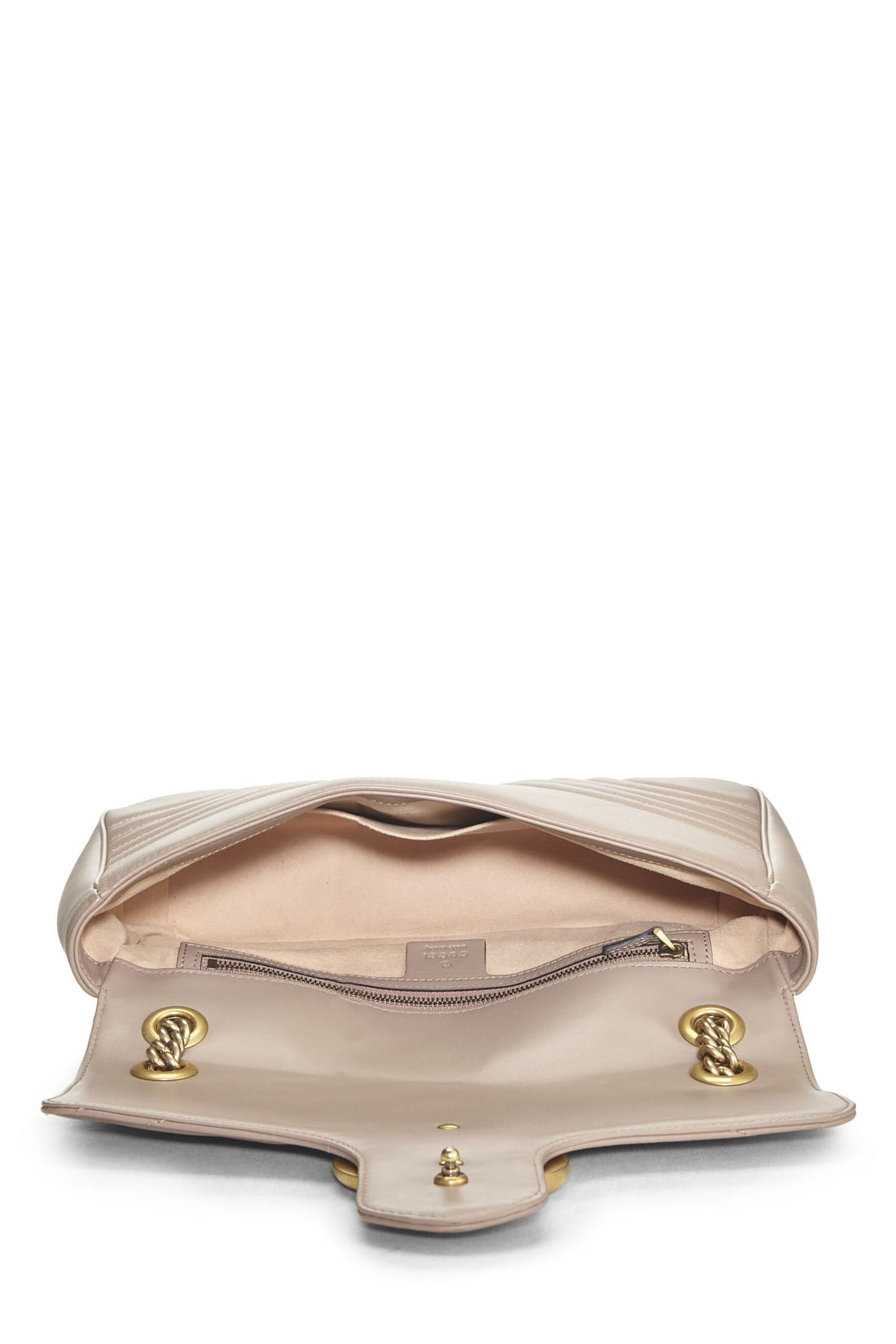 Gucci, Beige Leather GG Marmont Shoulder Bag, Beige