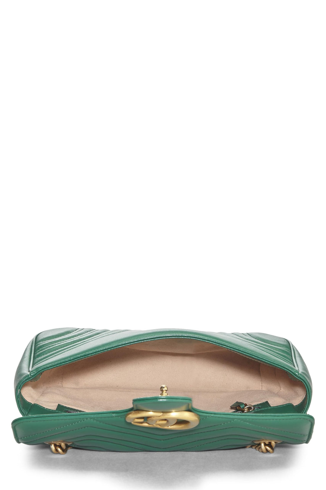 Gucci, Green Leather Matelassé Marmont Shoulder Bag Small, Green