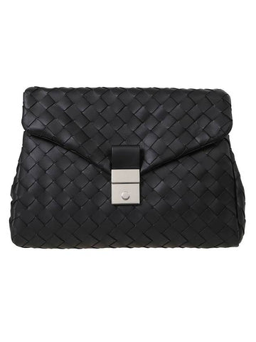 Bottega Veneta Intrecciato Document Clutch Bag Black