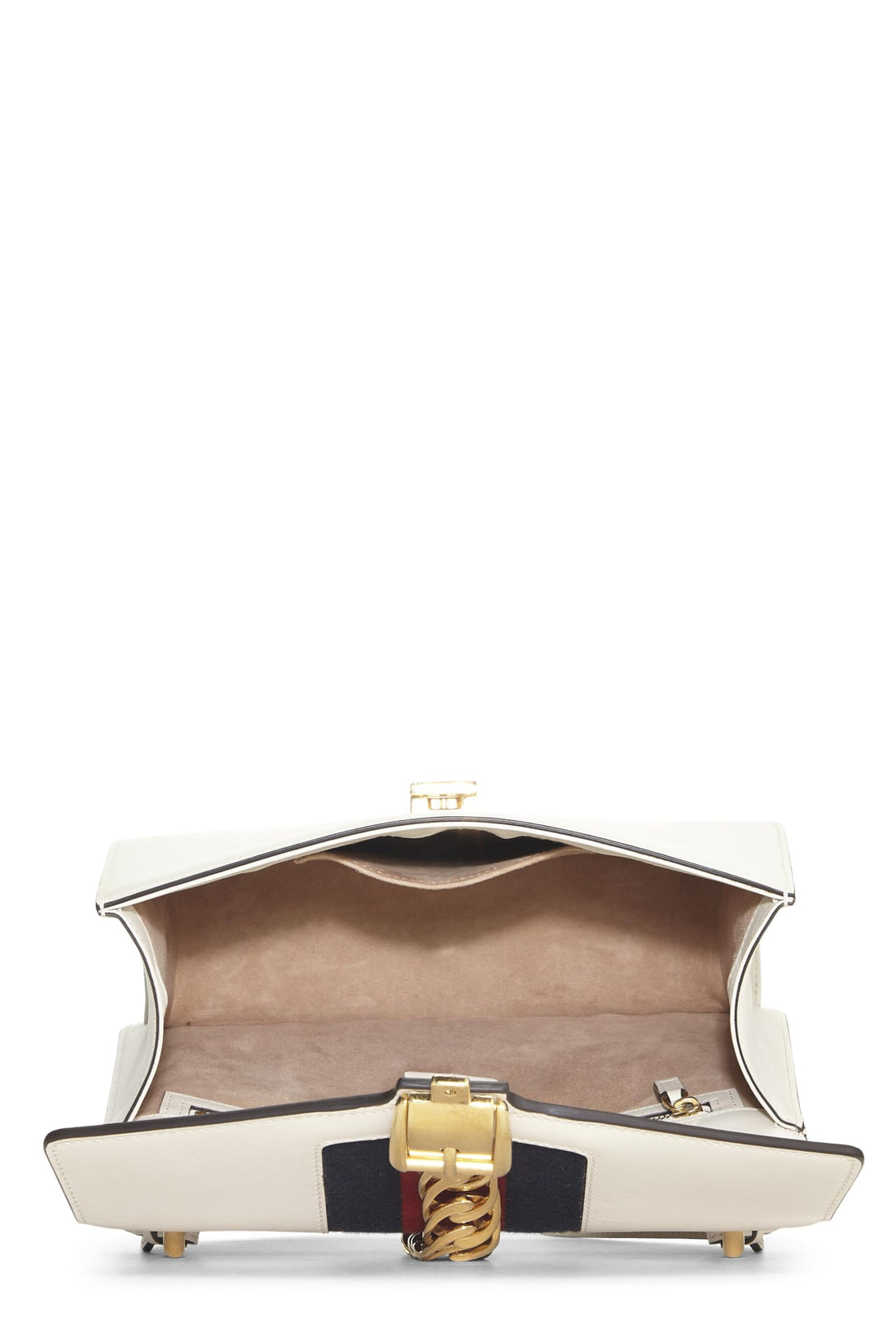 Gucci, White Leather Sylvie Shoulder Bag, White