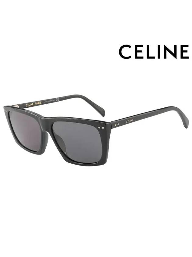 CELINE Eyewear Logo Square Acetate Sunglasses Black