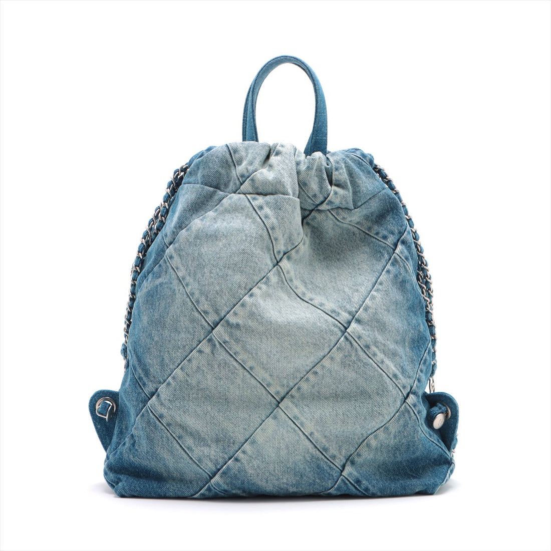 Chanel 22 Backpack Denim Chainsaw Blue Silver  AS3859