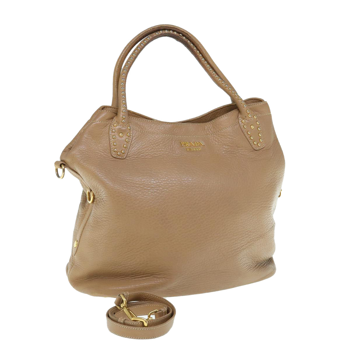 PRADA Tote Bag Leather 2way Beige  63447