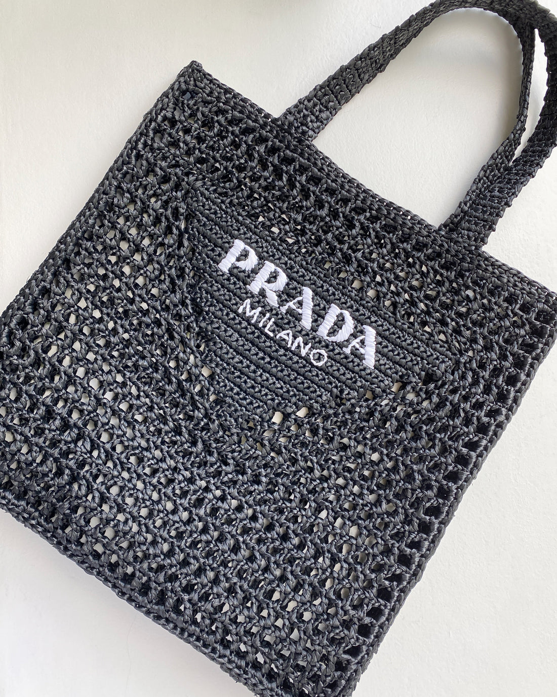 Prada Raffia Tote Bag (Black)