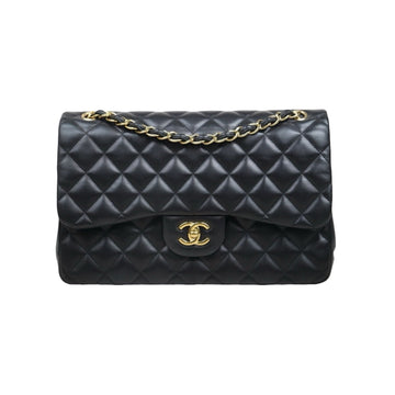 Very Good ( Rank A)? CHANEL Lambskin Matrasse Double Flap 30 Shoulder Bag Black Made In 2017Year  ?S25062501