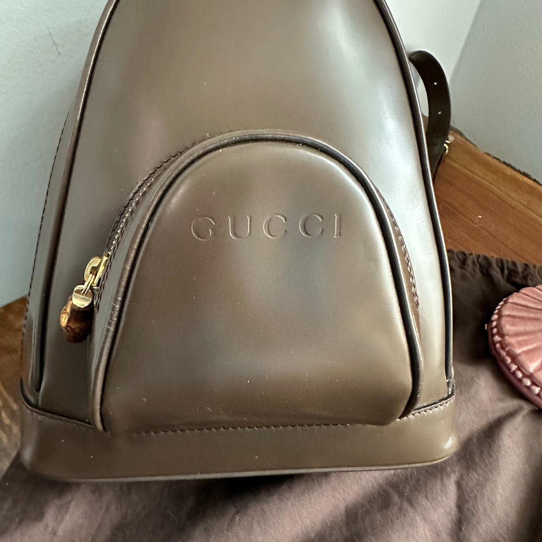 The Loon -Prestige Totes Bags Gucci Sling/Backpack in Brown Patent Leather