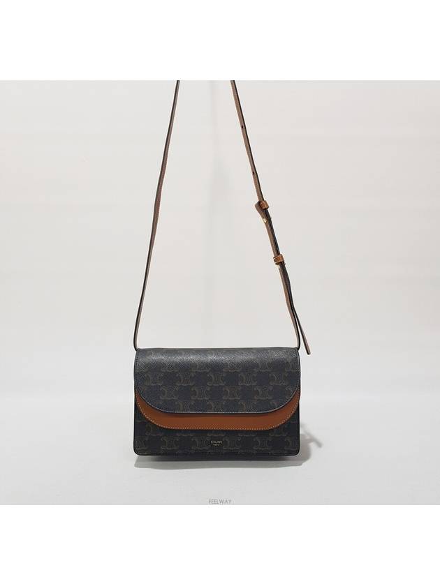 CELINE Triope Canvas Wallet On Strap Clutch Crossbody Bag